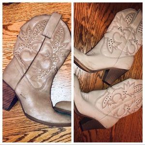2 pairs of Stylish Cowgirl Boots (pewter & taupe)!